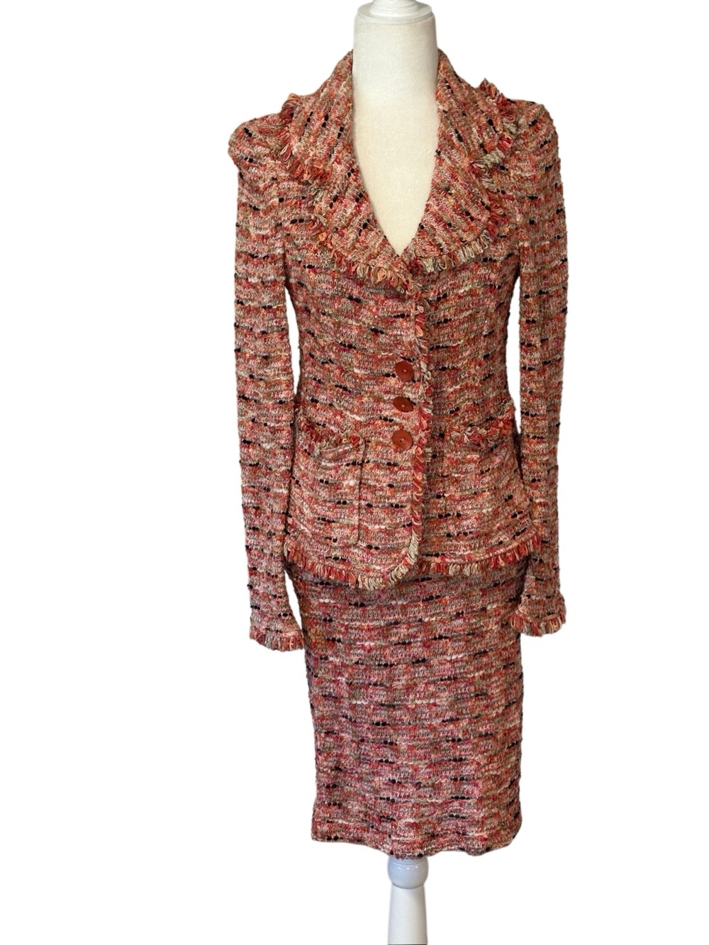 St. John Vintage Two Piece Tweed Pattern Knit Skirt Suit. Sz. Great Condition!